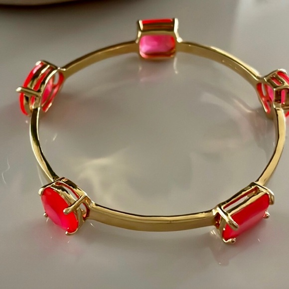 Kate Spade New York Vegas Cabaret Bangle with Coral Pink Gems. 12 K gold Plated! - Picture 9 of 11